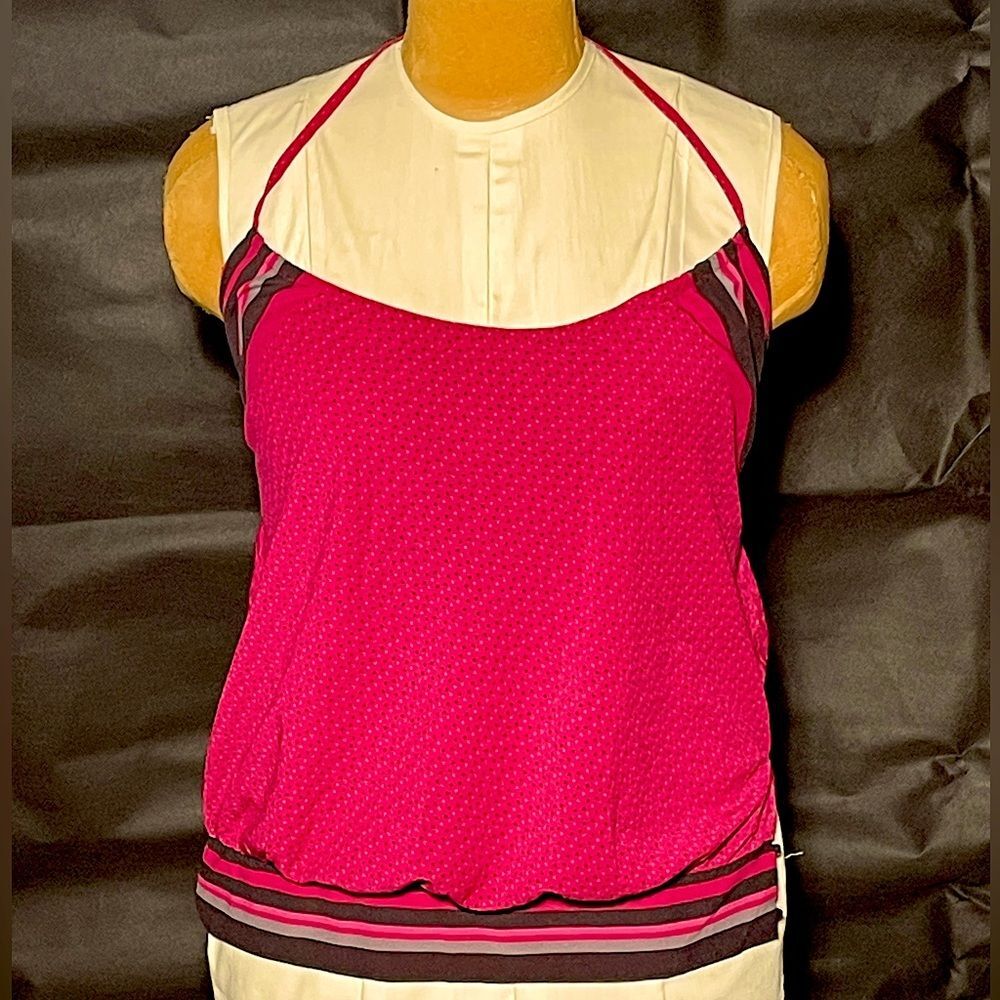 Cute Pink Halter women's sleeveless 90s vtg 00s Top M medium tie back neck black